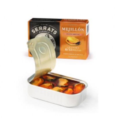 Mejillones Extra Grandes En Escabeche Serrats - 6/8 Piezas - 120 G